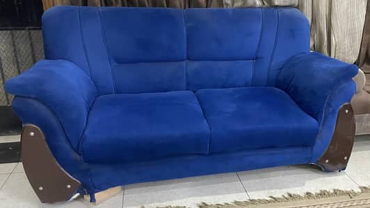 Velvet, blue seven seater sofa set for sale, cheap