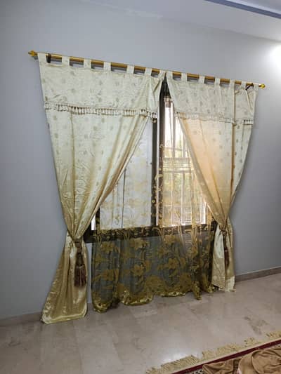 Luxury Curtains with Rod, Inner Lace & Side Tassels