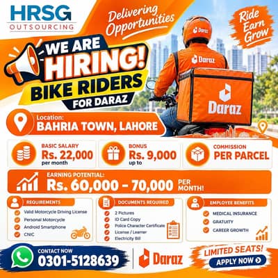Delivery Riders Required - Bahria town lahore
