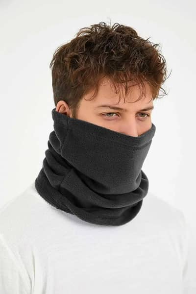 Men's Fleece Neck Warmer – Black Winter Face Cover