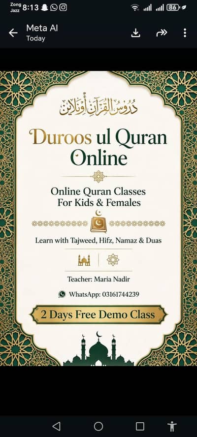 online quran class for kids and femail