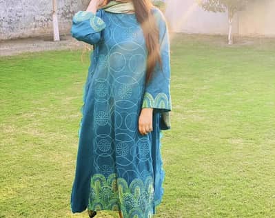 Beautiful Teal Blue Embroidered Ladies Dress