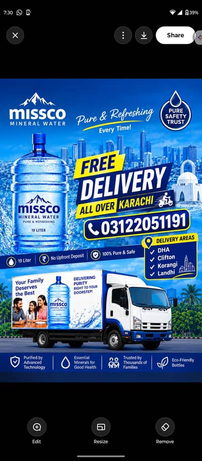 Missco Mineral Water Delivery Available Korangi Landhi DHA Clifton