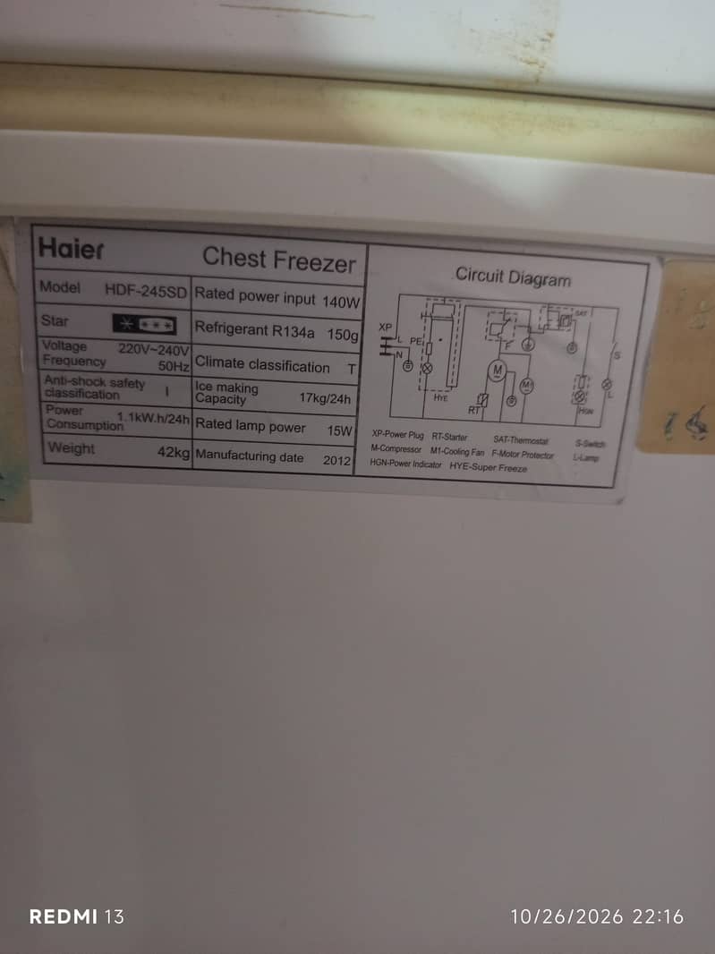 Haier deep freezer 4