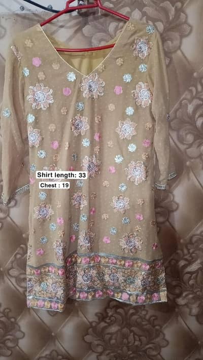 Embroidered Shirt with Gharara Pant and Dupatta