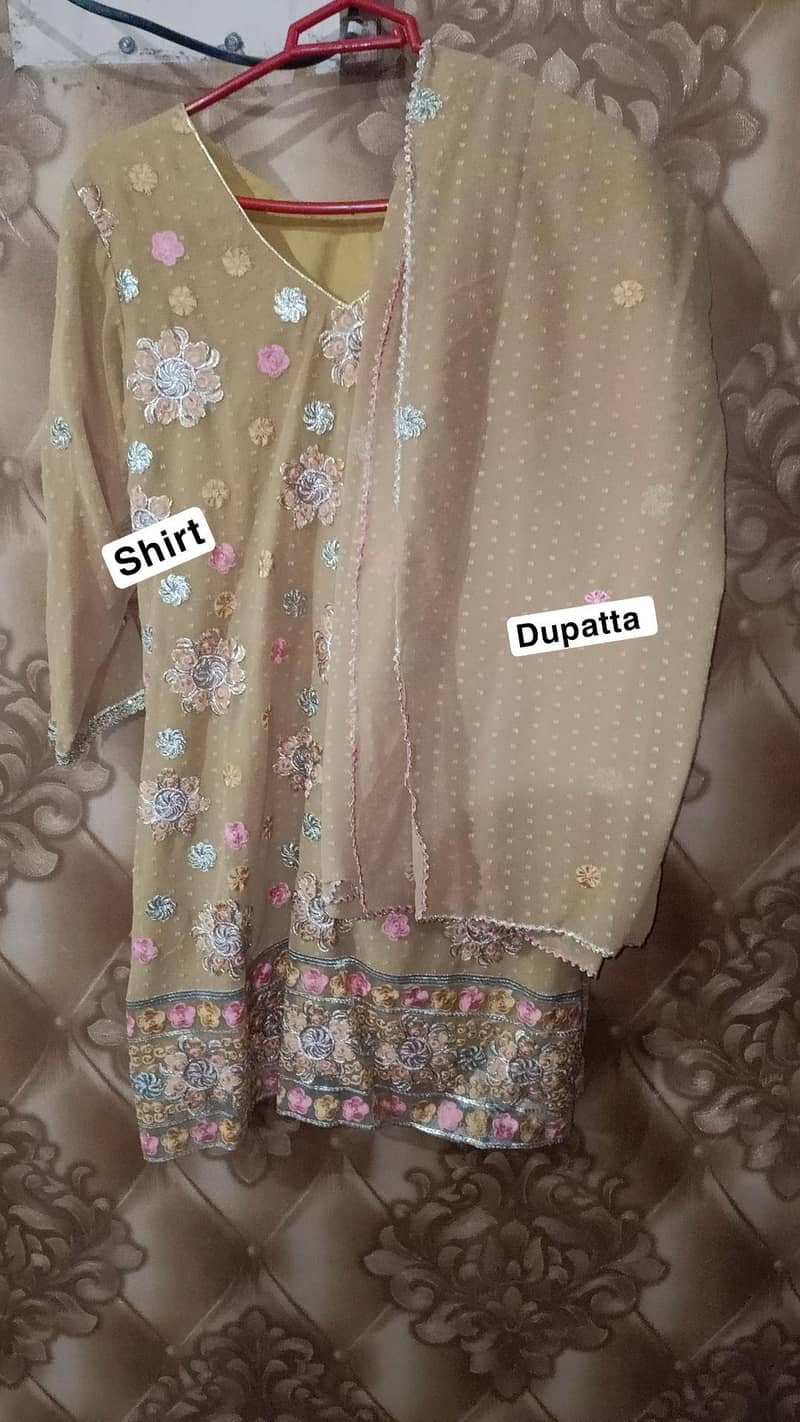 Embroidered Shirt with Gharara Pant and Dupatta - Eastern - 1120912455