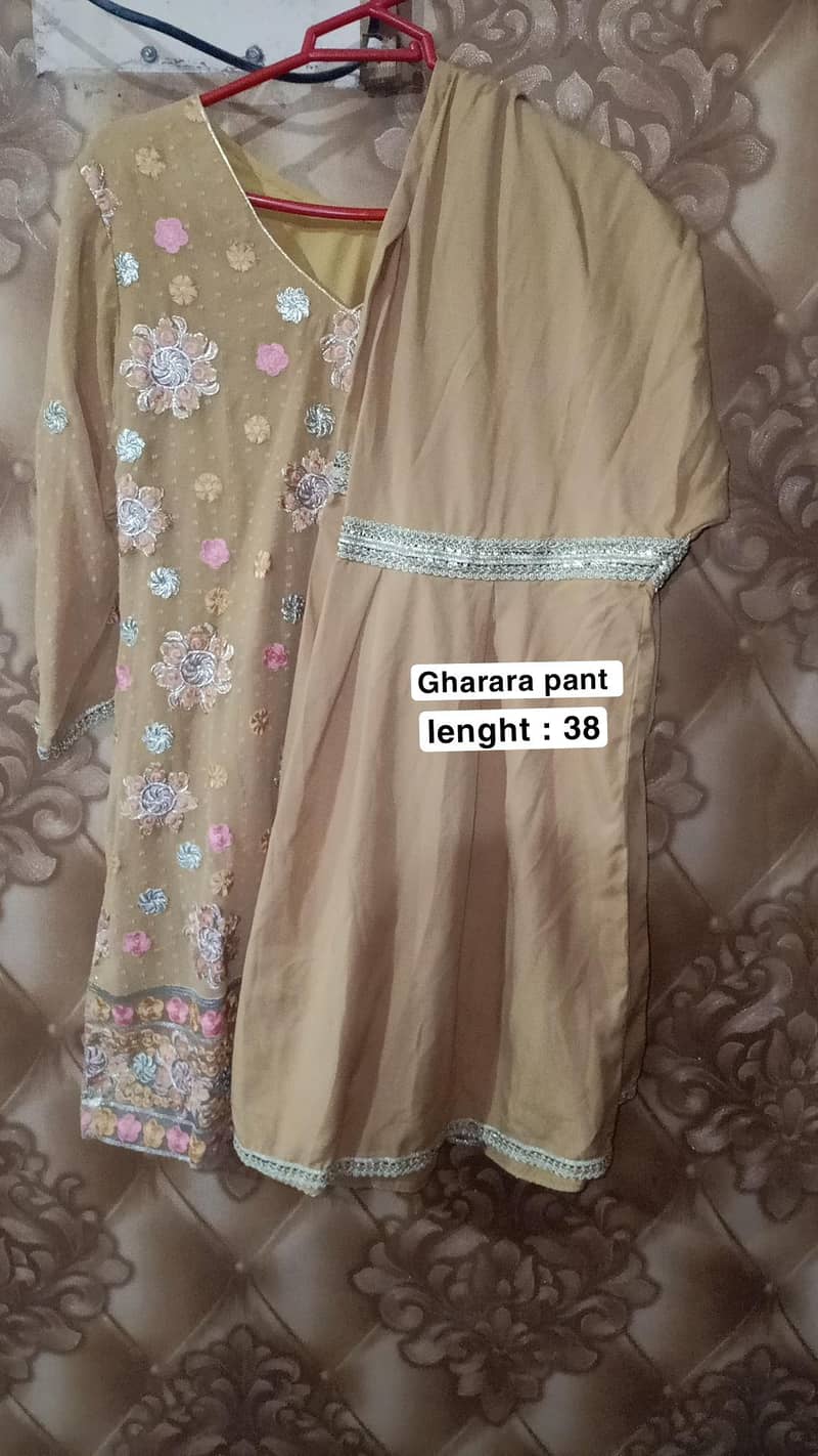 Embroidered Shirt with Gharara Pant and Dupatta - Eastern - 1120912455