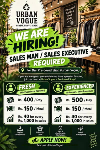 Required Sales person for Preloved shop