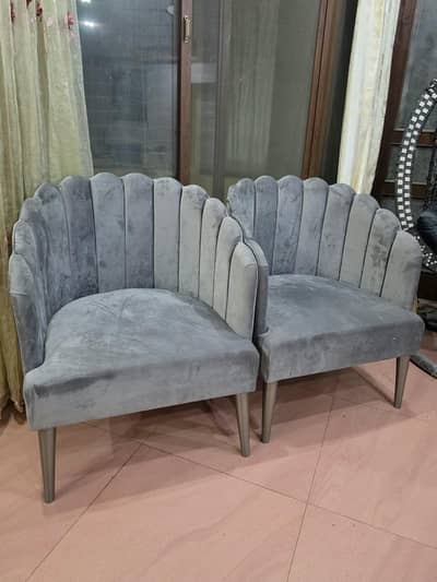 Stylish Grey Velvet Sofa Chairs – Set of 2