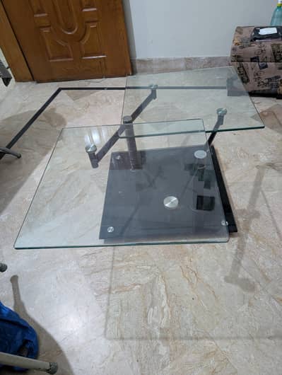 Modren 2 Tier swival glass center table vevo tempered glass