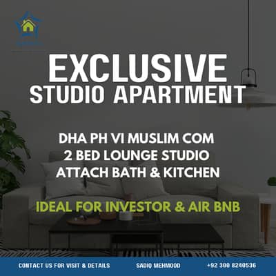 Move-In-Ready 2-Bed Lounge Studio in DHA Phase VI Muslim Commercial Area | Clear Docs | Reasonable Price | Call Sunders Real Estate