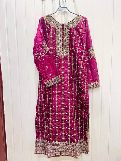 Stunning 4-Piece Magenta Raw Silk Formal Wear Party Dress