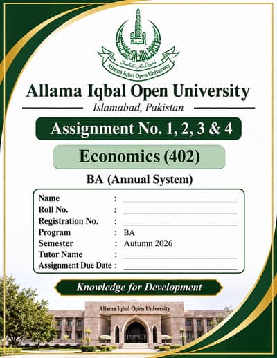 BA Economics 402 — All 4 Assignments solved PDF
