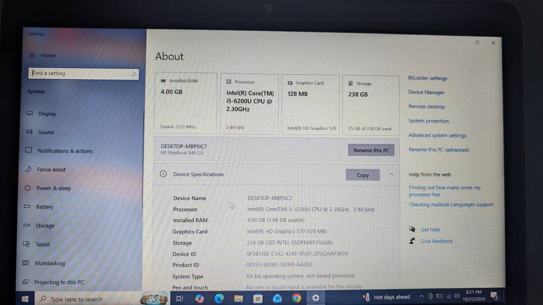 HP Core i5 6th Generation 2