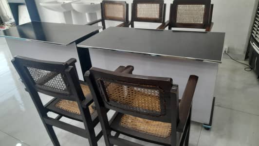 counter table & wooden chairs