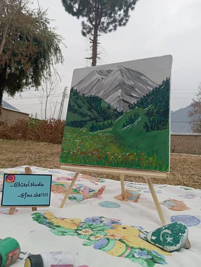 Handmade Mountain Landscape Painting |Green Nature Wall Art