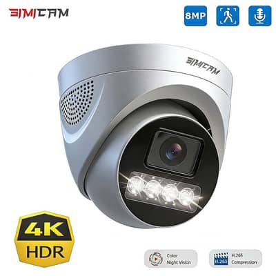 4K 8MP PoE Dome CCTV Camera | Color Night Vision | ONVIF H. 265