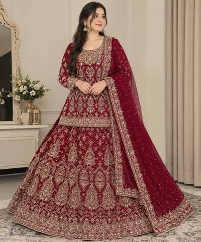 Bridal Barat Lehenga – Red & Golden Heavy Work