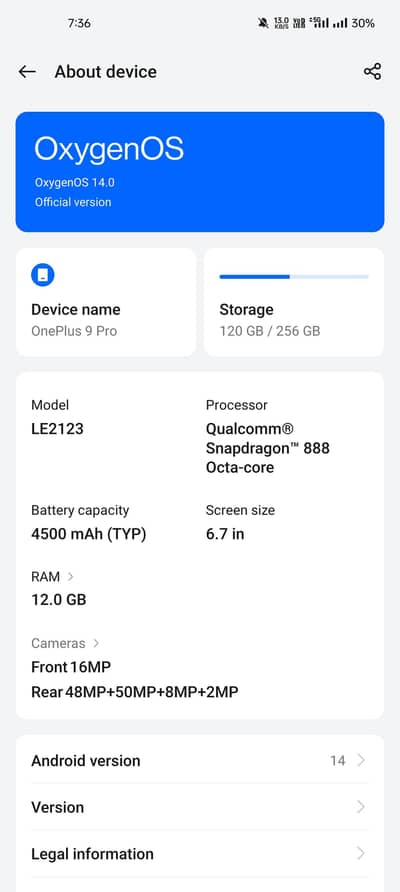 One Plus 9 Pro 12 256gb