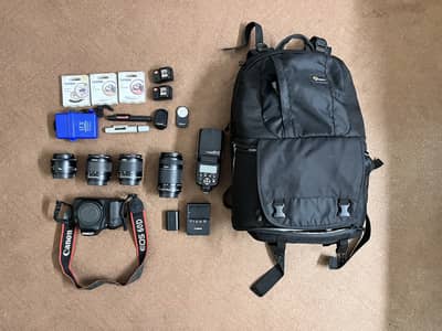 Canon 60D + 5 Lenses + Yongnuo Flash + Triggers + Lowepro Bag