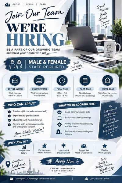 We're hiring male and female for office and online work