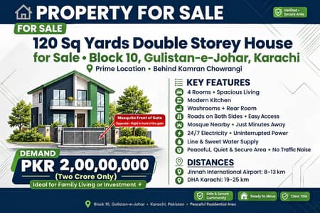 120 sq yard finished double story house block 10
