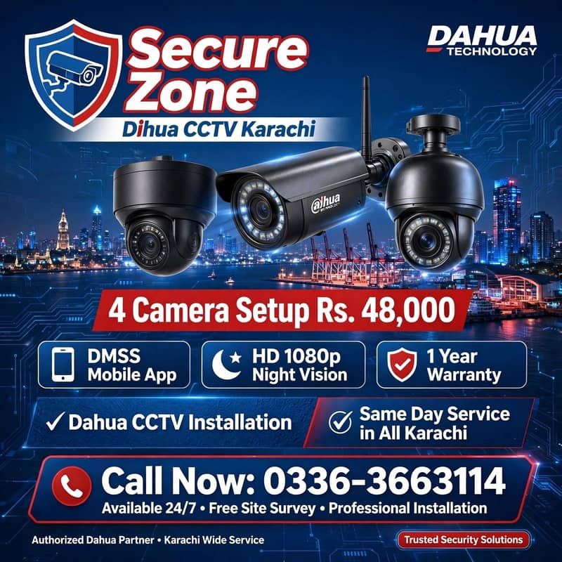 Dahua CCTV Camera 2 4 8 Camera Complete Package Installation Karachi ...