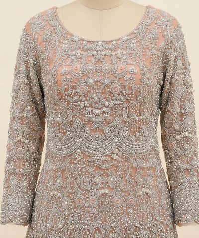 Heavy Embroidered Bridal Maxi Dress - Excellent Condition