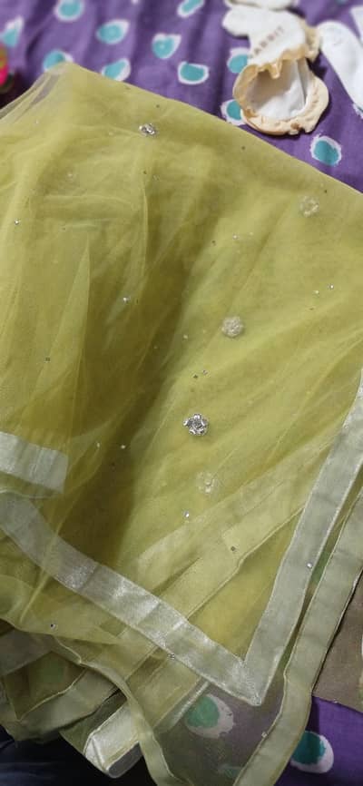 Lime Green Embroidered 3-Piece Suit with Dupatta