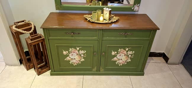 Vintage Olive Green Console Table
