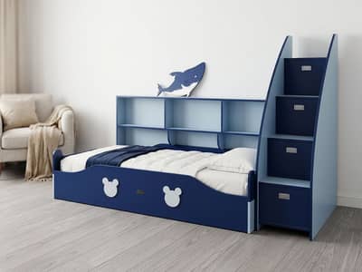 Kids imported bed set with shelves and draweres
