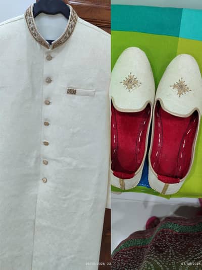 Sherwani and khusas once used like new for sale. Negotiable