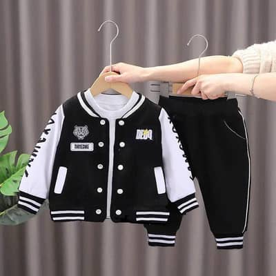 Kids Black & White Bomber Jacket and Pants Set
