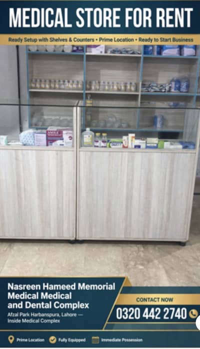 Ready made Medical store for Rent immediate possession