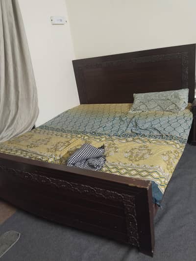 double bed set with side table and mattress sale urgenly