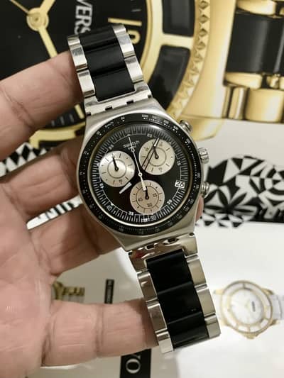 SWATCH-BLACK TWO TONE-SWISS MADE-ORIGINAL-GOOD CONDITION WATCH