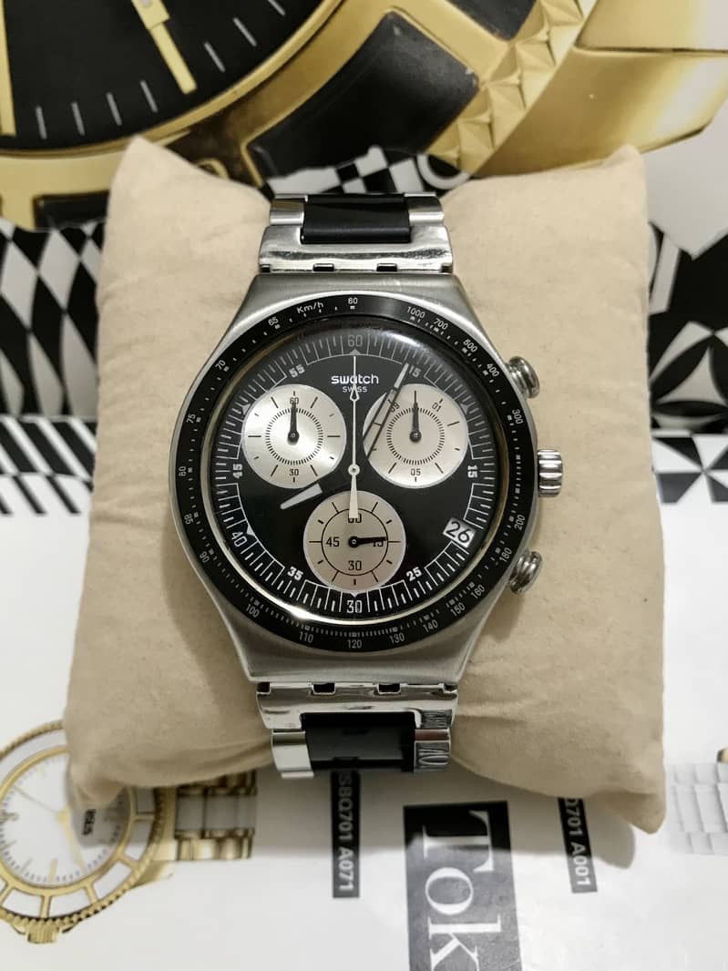SWATCH-BLACK TWO TONE-SWISS MADE-ORIGINAL-GOOD CONDITION WATCH ...