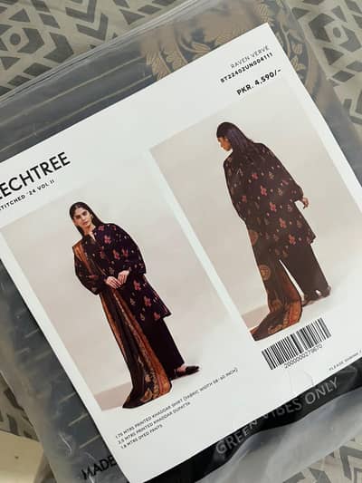 beautiful khaddar black beechtree dress {unstich) 3 piece