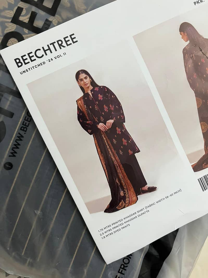 beautiful khaddar black beechtree dress {unstich) 3 piece - Eastern ...