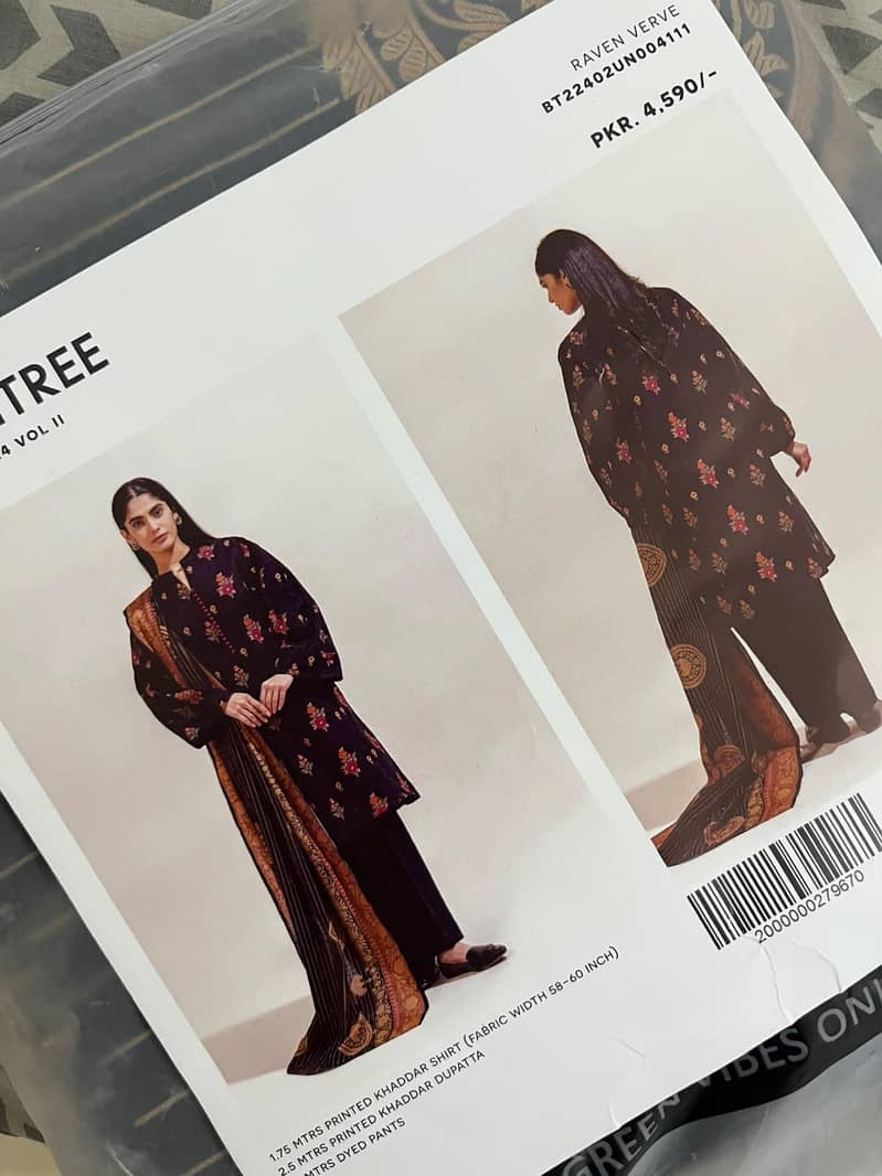 beautiful khaddar black beechtree dress {unstich) 3 piece - Eastern ...