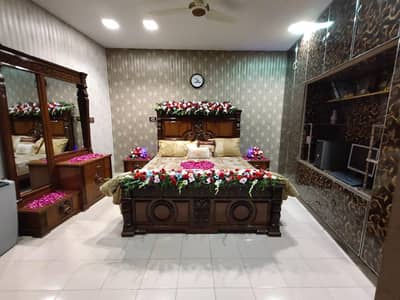 bed with side tables dressing table