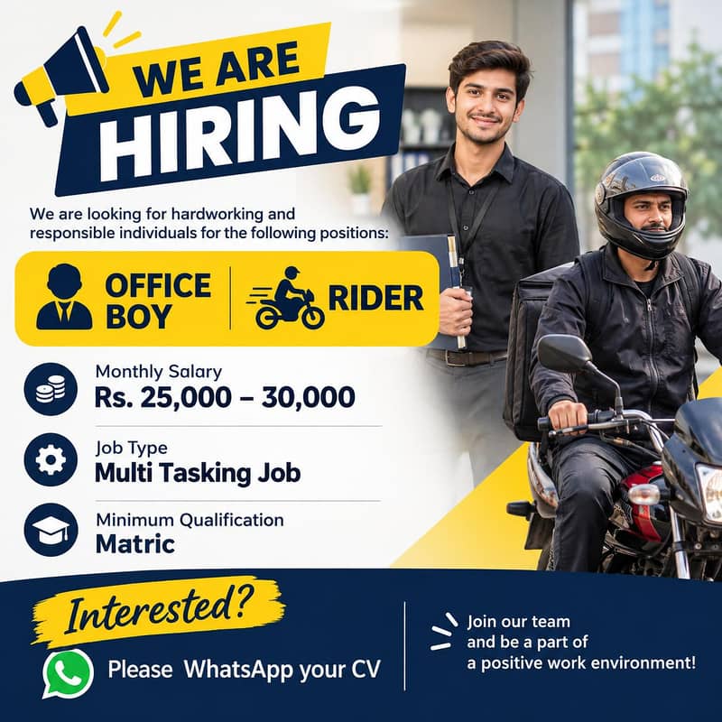 We’re Hiring – Office Boy & Rider | Event Management Company - Online ...