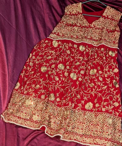 Elegant Red and Champagne bridal Dress for bridal and party wear