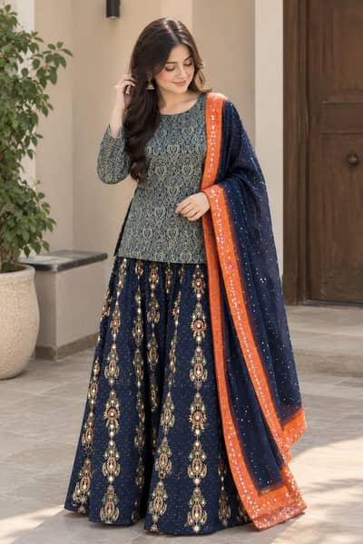 Blue and Golden Lehnga