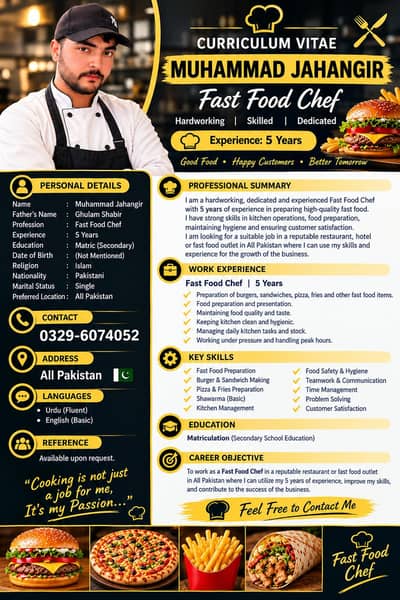 Fast Food Chef Looking for a Job