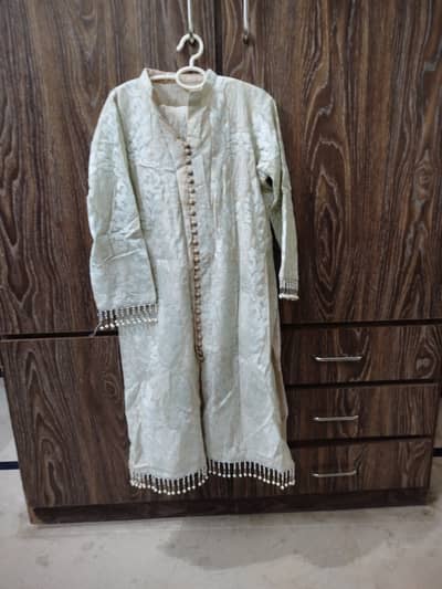 Cotton thread work shirt with grip trouser and dupatta