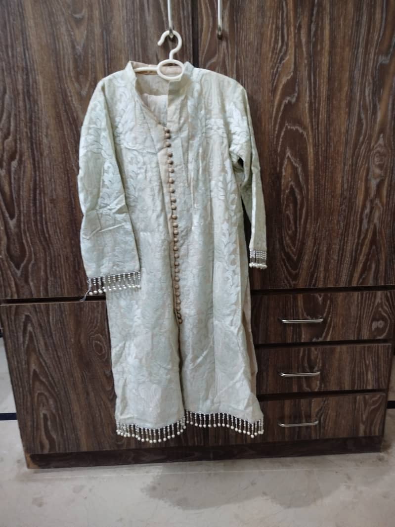 Cotton thread work shirt with grip trouser and dupatta - Eastern ...