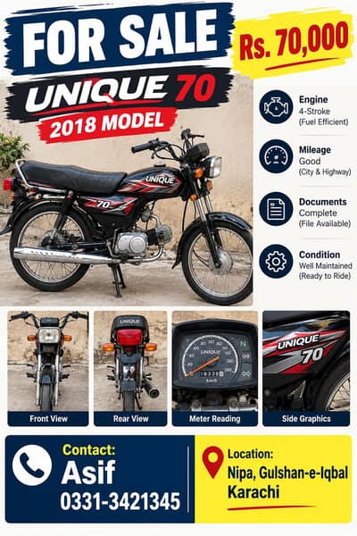 Unique 70 (2018] for Sale -- Good Condition
