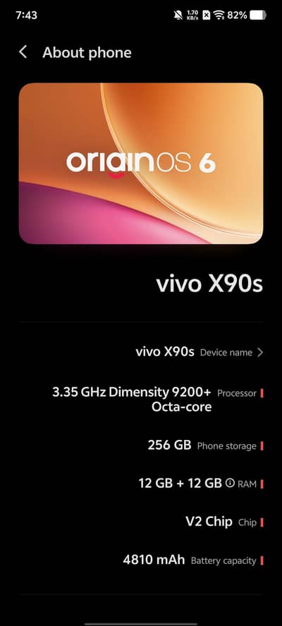 Vivo X90s 12+12/256 dual official PTA