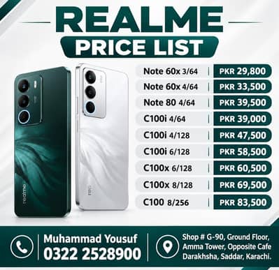Realme Note 60x, Note 80, C100i, C100x, C100 Box Pack